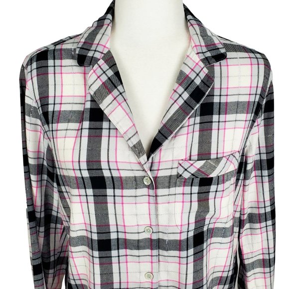 Victoria's Secret Pajama Plaid Flannel Button Down Sleep Shirt Women's XS - Picture 5 of 12